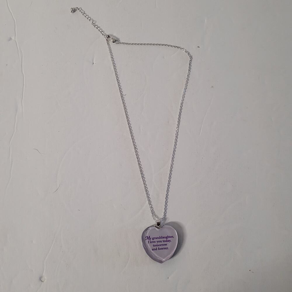Beautiful Heart Pendant with Butterflies & Granddaughter Message